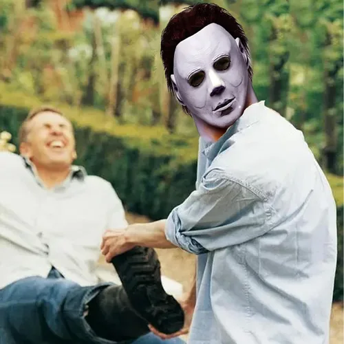 Vista 7 de MAKEATREE Máscara de Halloween Michael Myers 2022 máscara facial aterradora para hombres y adultos disfraz de terror accesorios de látex