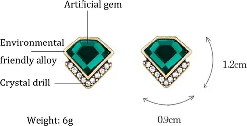 Vista 7 de AILUOR Aretes de diamantes de imitación verde esmeralda de estilo vintage, estilo art déco, antiguos, para boda, novia, graduación, aretes colgantes