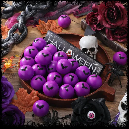Vista 5 de Jerify 30 bolas de estrés de Halloween a granel de 1.57 pulgadas de espuma de murciélago para relleno de bolsas de regalos de Halloween, trucos