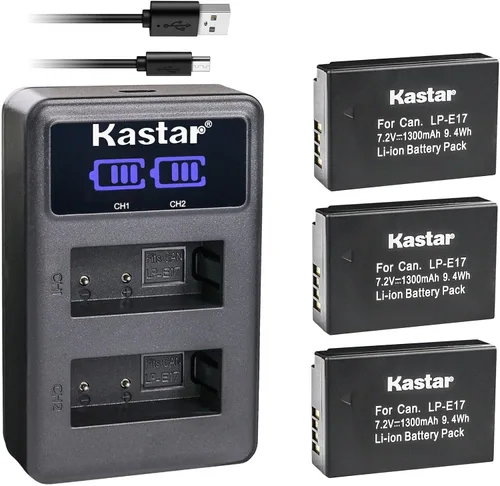 Vista 6 de Kastar LP-E17 LED2 Cargador de batería USB compatible con Canon LP-E17 LPE17, LP-E17H LPE17H, LP-E17HF LPE17HF, batería 9967B02, Canon BG-E18
