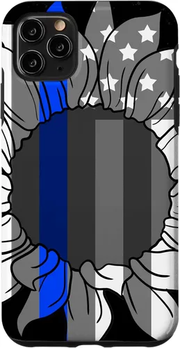 Vista 13 de Funda de regalo para iPhone 17 con diseño de bandera americana de girasoles y línea azul