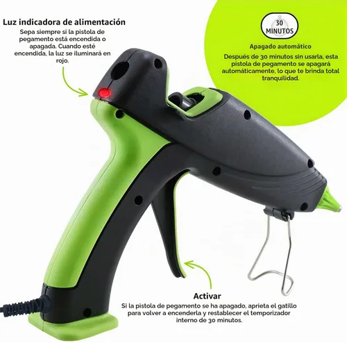 Vista 4 de Surebonder Pistola de Pegamento Caliente y Barras de Pegamento, Pistola de Pegamento Caliente de Tamaño Completo de 100W de Doble Temperatura con 20
