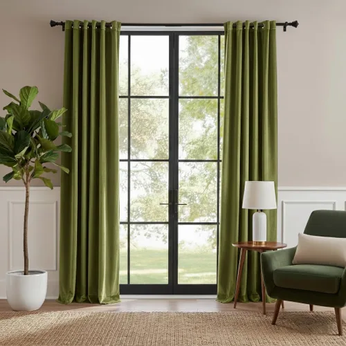 Vista 38 de RYB HOME Cortinas de terciopelo 100% opacas para sala de estar, cortinas de guardería con bloqueo de luz, 2 paneles, cortinas de ventana con Beige