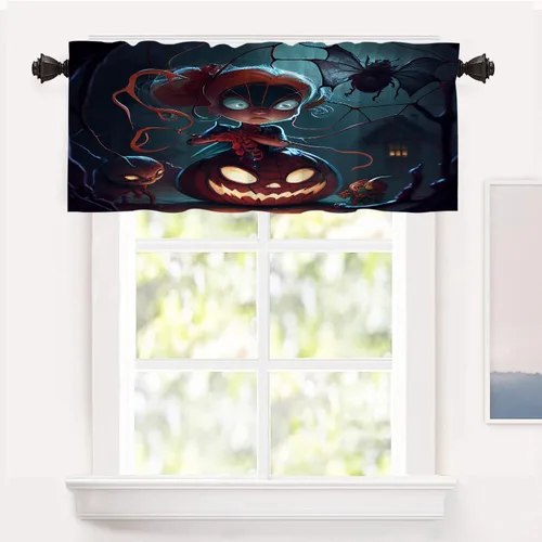 Vista 23 de Shrahala Orange Autumn Autumn Blackout Curtain Tiers, Fall Kitchen Valance Light Blocking Tier Drapes with Rod Pocket, 2 Pack 26 X 24 in
