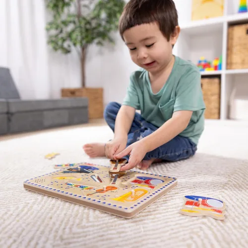Vista 7 de Rompecabezas de clavijas, instrumentos musicales con sonido, de madera, Melissa & Doug (8 piezas)