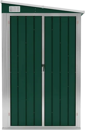 Vista 5 de vidaXL Storage Shed, Wall-Mounted Garden Shed with Lockable Double Doors, Outdoor Storage Shed for Backyard Patio Lawn, Green Galvanized Steel