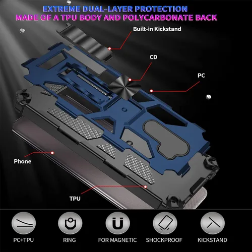 Vista 8 de Asuwish Funda de teléfono para Xiaomi Redmi 9 con protector de pantalla de vidrio templado y accesorios para celda Kickstand protector resistente