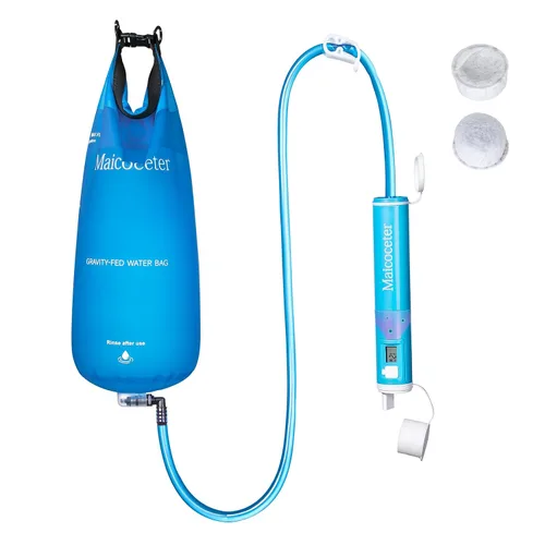 Vista 10 de Filtro de agua con popote, purificador de agua portátil, sistema de filtración de agua por gravedad, sistema de purificación de agua con popote