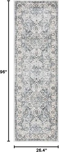Vista 95 de SAFAVIEH - Colección Isabella, alfombra decorativa - 2'2" x 5', azul y crema, diseño oriental, no desprende pelusa y fácil cuidado, ideal para áreas