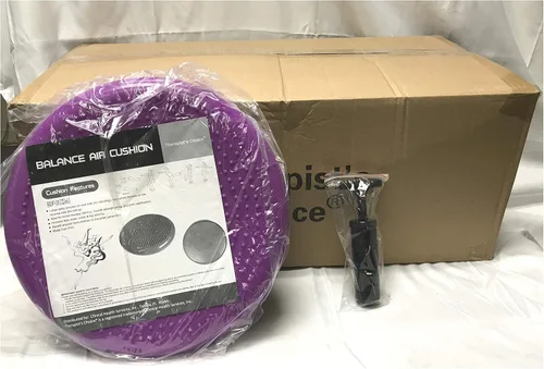 Vista 4 de Therapist's Choice Disco de equilibrio de estabilidad lleno de aire inflado, caja de 10 piezas, más 1 bomba de mano de 7 pulgadas Negro