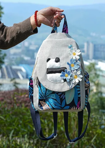 Vista 112 de HUANGGUOSHU Mochila de algodón tejida de algodón bohemio con bordado de lona estilo bohemio con múltiples bolsillos retro linda mochila cartera