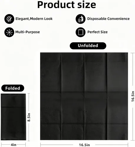 Vista 6 de KAMMAK Servilletas negras desechables con bolsillo, paquete de 50 servilletas de papel de lino preplegadas para decoración de fiestas, decoración