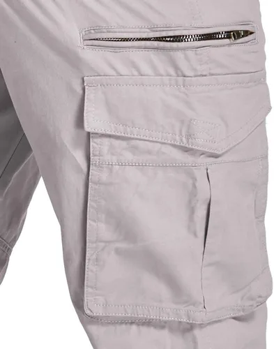 Vista 5 de Pantalones cargo clásicos de algodón casual para hombre con 7 bolsillos