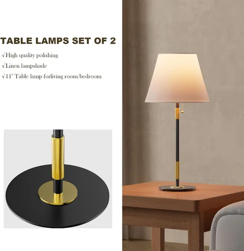 Vista 7 de Juego de 2 lámparas de mesa, modernas lámparas de noche para sala de estar, dormitorio, mesita de noche, lámparas blancas modernas vintage