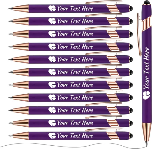 Vista 28 de Bolígrafos personalizados con lápiz capacitivo, bolígrafos con nombre impresos personalizados con tinta negra, impresos con tu logotipo o mensaje
