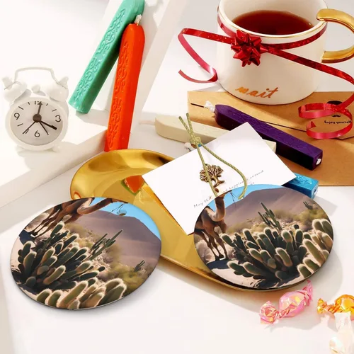 Vista 6 de A Small Camel Round Ceramic Pendant with Hole and Gold Rope for Christmas and New Year Hanging Decoration at Home