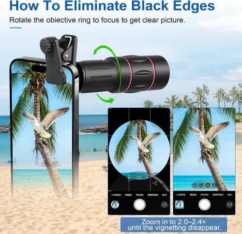 Vista 6 de Lente de zoom teleobjetivo 28X con trípode para iPhone Samsung Android Cámara, HD telescopio monocular con clip para luna, conciertos, vida