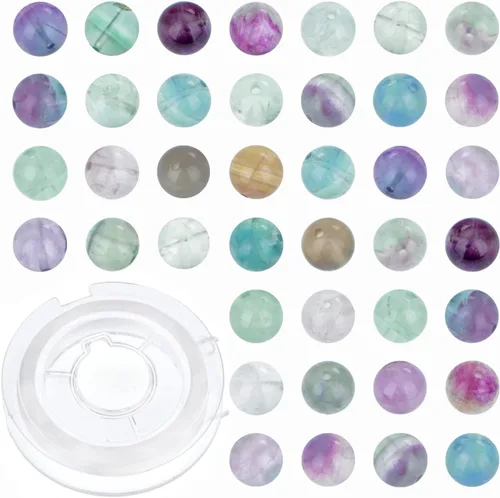 Vista 15 de 100 cuentas redondas sueltas de gema de amatista natural de 8mm para fabricación de joyas con cordón elástico de cristal