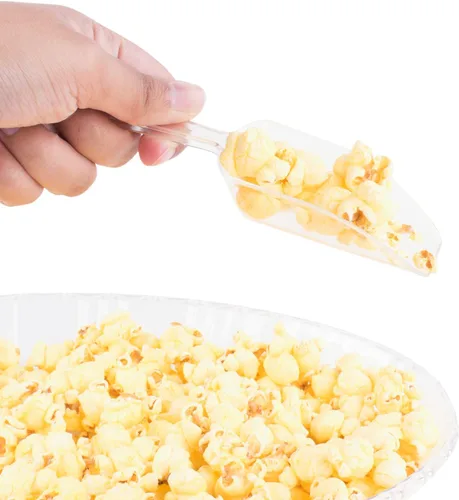 Vista 2 de Cucharas mini de plástico acrílico para cocina de 5.5 in, Para bodas, bufé de dulces, helados, proteína en polvo, Café, té (12 unidades)