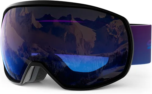 Vista 13 de Gafas de esquí para hombres y mujeres con protección UV, lente doble antivaho 09 B-3#gris
