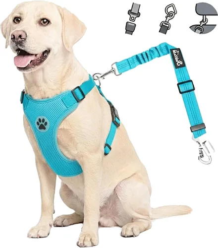 Vista 16 de Lukovee Cinturón de seguridad para perro para el coche, arnés de coche ajustable para perros grandes, medianos y pequeños, cinturón de seguridad