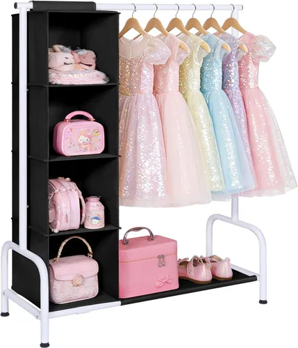Vista 10 de Univivi Perchero para Ropa de Niños con Organizador Colgante, Almacenamiento de Vestidor Infantil para Colgar Ropa, Armario Guardarropa para Niños