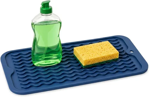 Vista 36 de ZLR 2 bandejas de silicona para fregadero (6 x 12 pulgadas/6.024 x 12.008 in) - Soporte estrecho para esponja para encimera de cocina - Tapete Negro