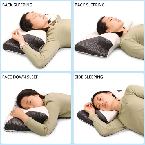 Vista 3 de Almohada cervical de espuma viscoelástica Almohada para dormir contra el dolor de cuello, almohada ergonómica reductora de presión para dormir