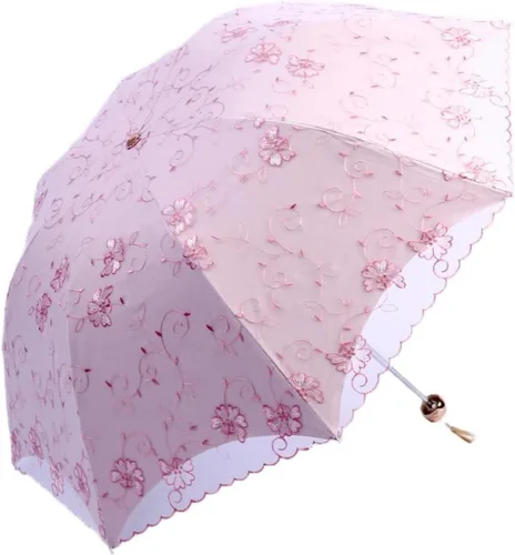 Vista 39 de Honeystore Sombrilla de viaje de encaje plegable anti-uv paraguas bordado a prueba de viento 2 Plegables Negro