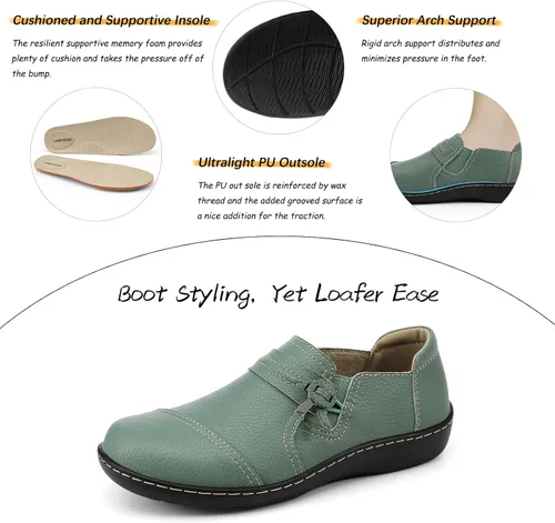 Vista 5 de LAZYPOP Mocasines de cuero clásicos y cómodos para mujer, bonitos zapatos de vestir informales, ligeros, para caminar, zapatos planos