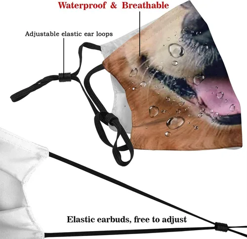 Vista 4 de goincrond Divertida máscara facial de animal de vaca con 2 filtros reutilizable ajustable para hombres mujeres y adultos