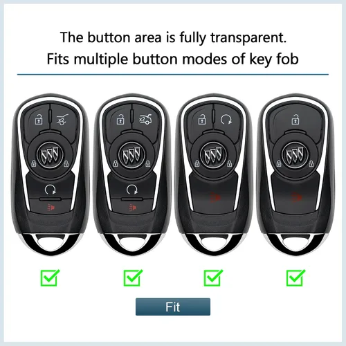 Vista 5 de Funda para Llavero de Buick, Estuche Protector de Llave de Coche, Soporte para Cadena de Llaves, Accesorios Negros