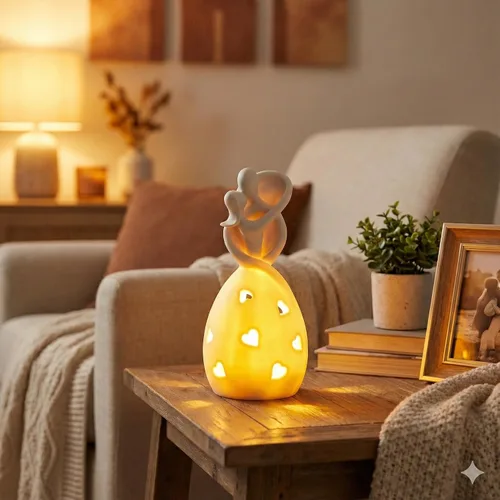 Vista 3 de Estatua de portavelas Infinity Love con vela LED parpadeante para parejas, esposa, marido, él o ella, despedida de soltera, compromiso, padres Blanco