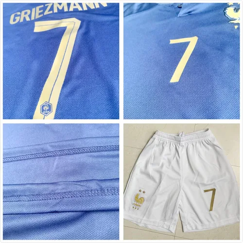 Vista 3 de Camiseta de fútbol para niños, camiseta de fútbol FR, corta para jóvenes, uniformes para fanáticos de niños grandes y jóvenes