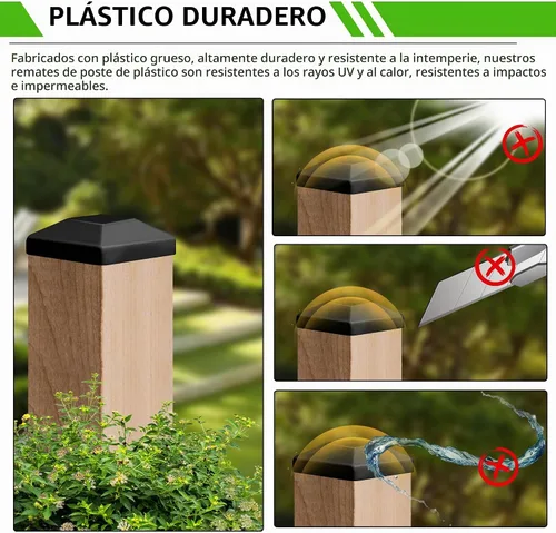 Vista 3 de TonGass Paquete de 24 tapas de madera para postes de valla de madera de 4 x 4 pulgadas (3 5/8 pulgadas), cubierta de madera para postes de terraza