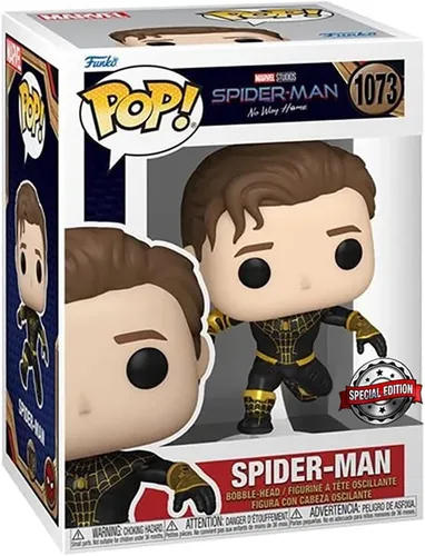 Vista 3 de Funko Figura de Spiderman No Way Home: (negro/dorado) (desenmascarado) (exclusivo de anime AAA)