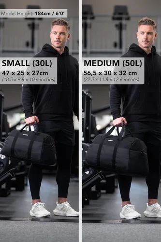 Vista 4 de Fitgriff Bolsa de gimnasio V2 para hombres y mujeres con compartimento para zapatos y artículos húmedos, bolsa de lona para viajes, deportes