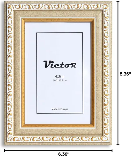 Vista 9 de Marco de Fotos VictoR Chagall 4x6 Beige Oro - Marcos de Fotos Vintage con Vidrio Acrílico Resistente a Rayaduras - Marco de Fotos 4 x 6 - Marcos
