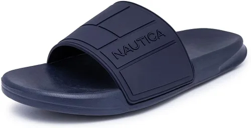 Vista 13 de Nautica Sandalias deslizantes de punta abierta para hombre - Cómodas pantuflas de ducha para interiores y exteriores Portero de la Marina