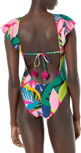 Vista 2 de Trina Turk Women's Standard Rainforest Fluttersleeve One Piece Swimsuit-V-Neck, Bathing Suits