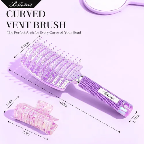 Vista 5 de Bsisme Juego de cepillos para el cabello, cepillo desenredante de Azul y morado.