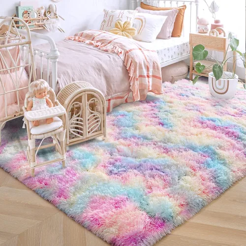 Vista 28 de ISEAU Alfombra de pasillo cómoda y esponjosa para dormitorio, de felpa con base de goma antideslizante, para dormitorio de bebé, al lado de la cama