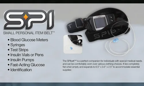 Vista 5 de SPIbelt Diabetic Belt: Adultos, no rebota, cinturón discreto con hoyo para bomba de insulina u ¡otro dispositivo médico!, negro, talla única