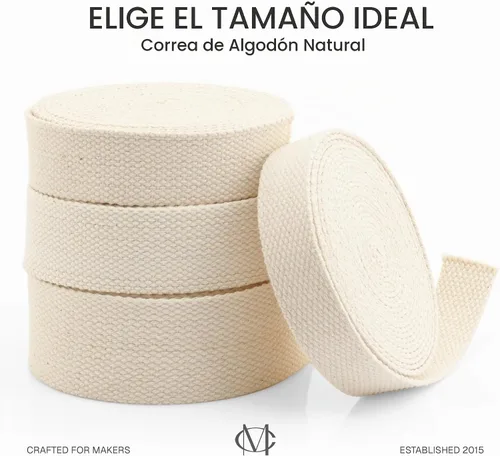Vista 7 de CRAFTMEMORE Cinta de algodón natural para artes y manualidades, correa de tela para bolso, cinturón, bolsas de mano (1 pulgada, 5 yardas)