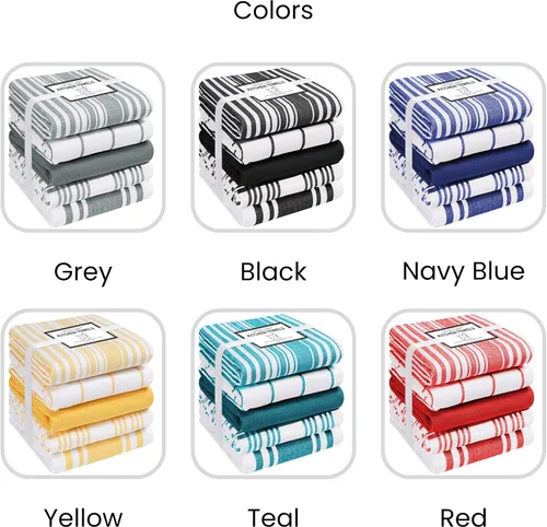 Vista 8 de Cotton Clinic Paquete de 5 toallas de cocina surtidas – Telas suaves absorbentes de secado rápido para mesa y cocina - Toallas de cocina, paños