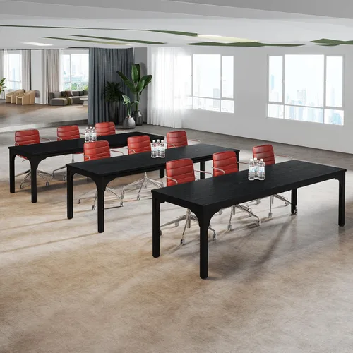 Vista 6 de Mesa de conferencias de 6.56 pies, mesa de seminario rectangular grande súper resistente para 8 personas, mesas largas de negocios, 1 unidad