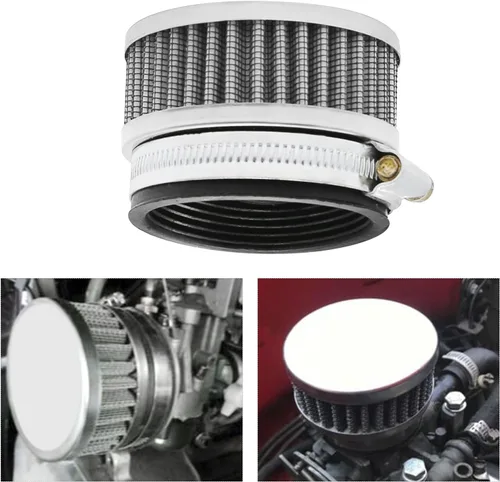Vista 5 de Filtro de admisión de aire de acero inoxidable de 48 mm a 52 mm con abrazadera, se ajusta para motocicleta, scooter (1)