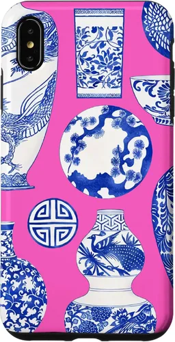Vista 11 de iPhone 16 Blue Willow Chinoiserie Jengibre Tarro Fresco Preppy Rosa Azul Caso