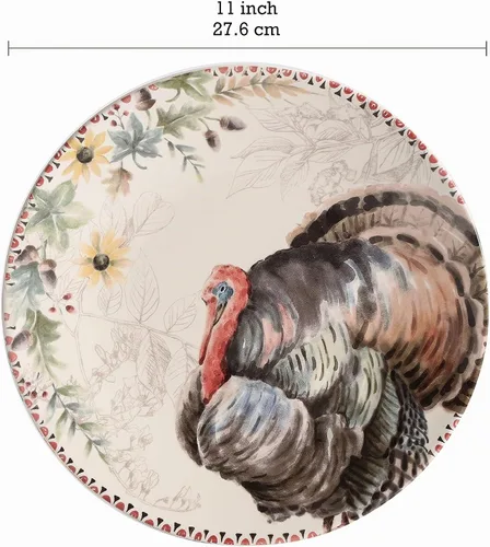 Vista 2 de Bico Blessing Season - Juego de 4 platos de cerámica grandes de 11 pulgadas para pasta, filete, elegantes platos para servir, aptos para microondas
