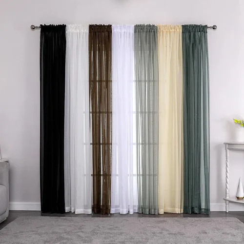 Vista 6 de JUSPURBET 2 cortinas traslúcidas para ventana, panel de cortina semitransparente sólido de lujo para sala de estar, dormitorio al aire libre, 59 x